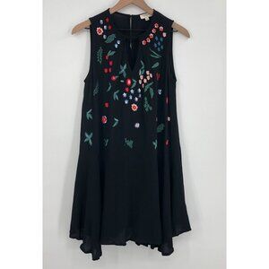 Umgee Floral Embroidered Shift Dress Women Small Sleeveless Colorful Boho